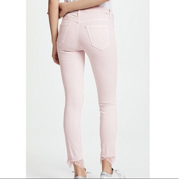 Mother Jeans High-Waisted Looker Dagger Ankle Fray Blush Women's 25 Light Pink - Picture 2 of 16